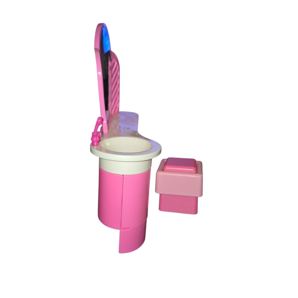 Mattel Barbie Vanity Sink Stool Set Kids Pink Vintage 1977/1987 READ - Picture 14 of 16